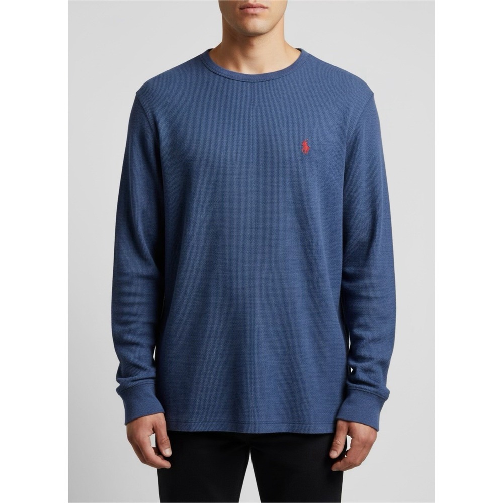 U.S. Polo Assn. Men's Blue Waffle-Knit Pullover Sweater XXL Cotton Polyester‎